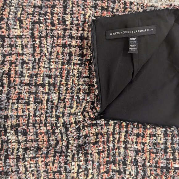 White House Black Market Tweed Black Pink Mini Skirt 00P - Picture 2 of 4